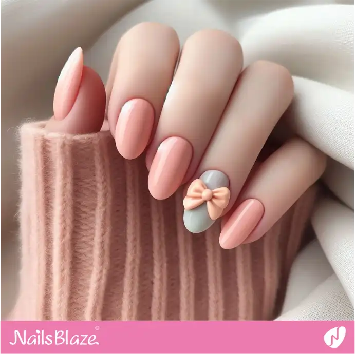 Peach Fuzz Nails with Bow Charm | Color of the Year 2024 - NB1930